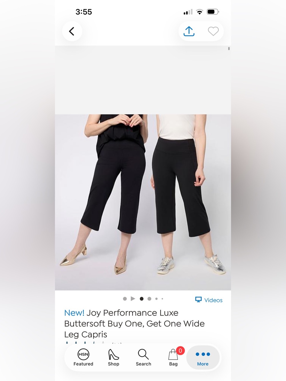 Joy Mangano Black Wide-Leg Capris - 1
